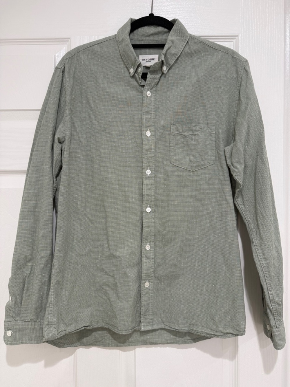 Sezane Octobre Editions Men's Houndstooth Charlie Shirt Green Size L